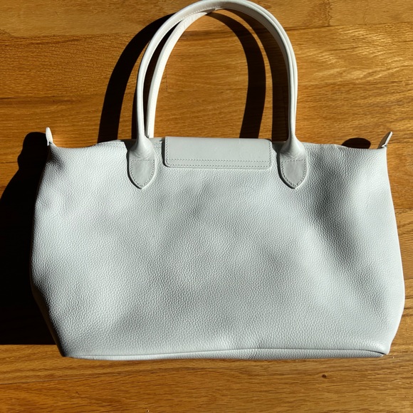 Longchamp White Leather Le Pliage Tote Bag - Picture 3 of 16